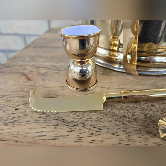 Vintage Brass Ice Bucket & Barware - Picture 5 of 11